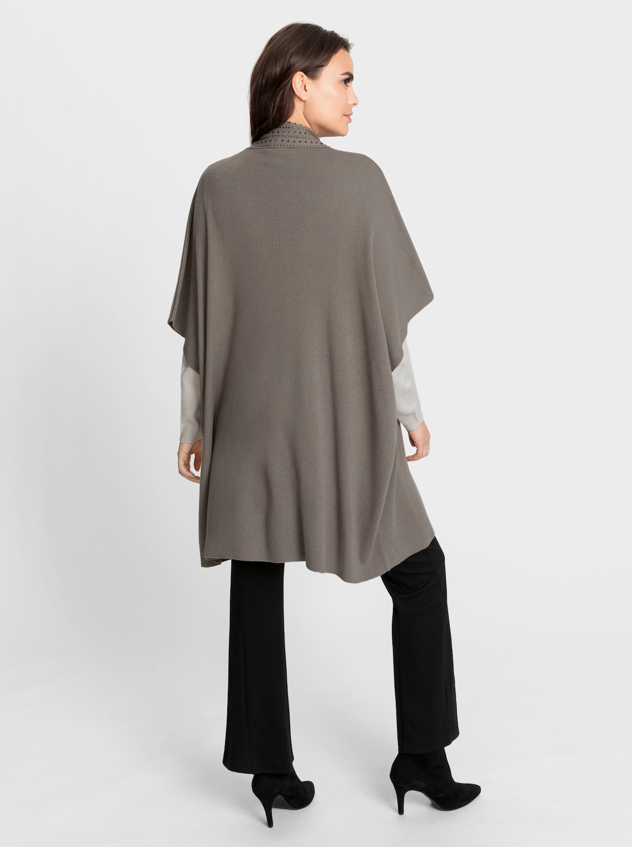 heine Lang gebreid vest - taupe