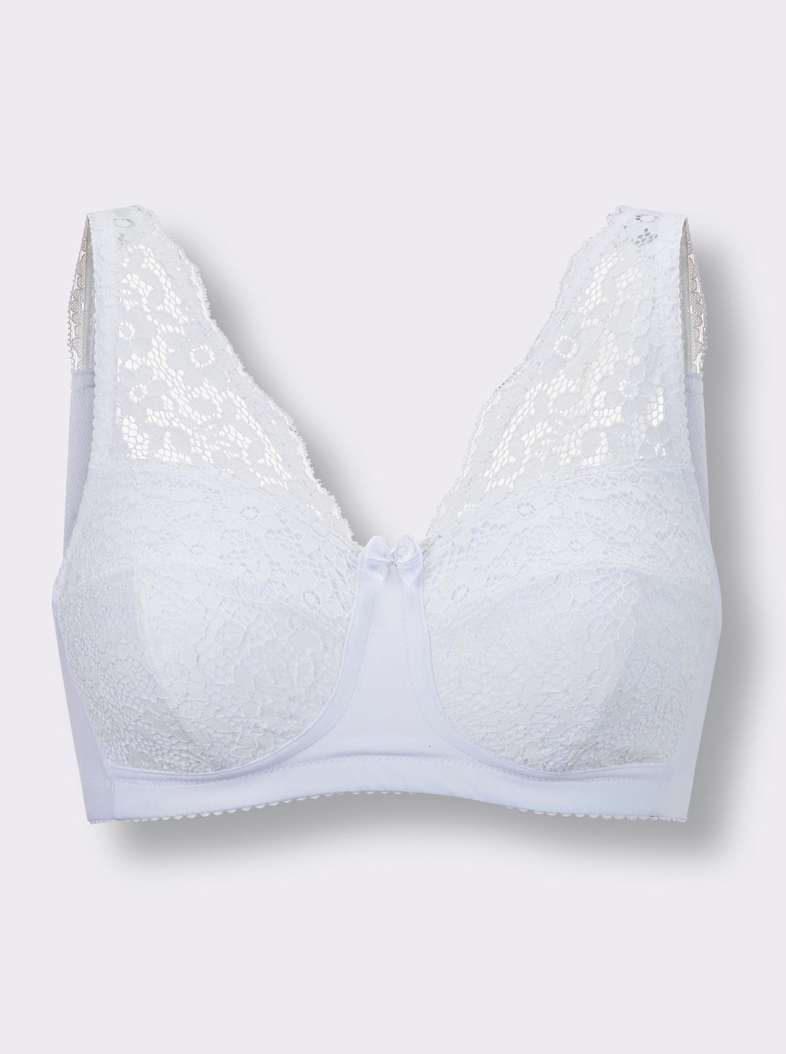 wäschepur BH ohne Bügel mit Spitze überzogen - weiß