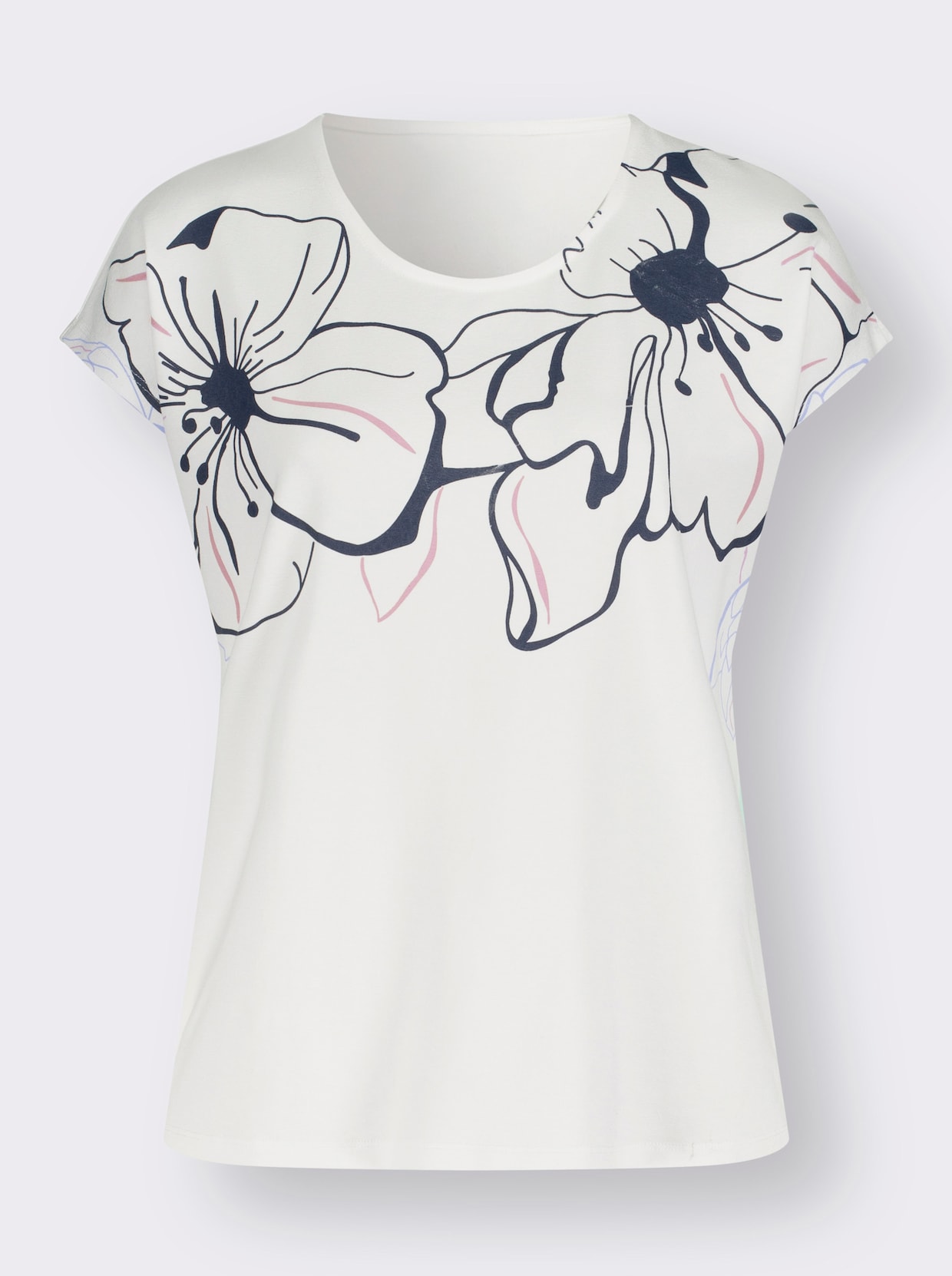 Shirt - ecru/roze geprint