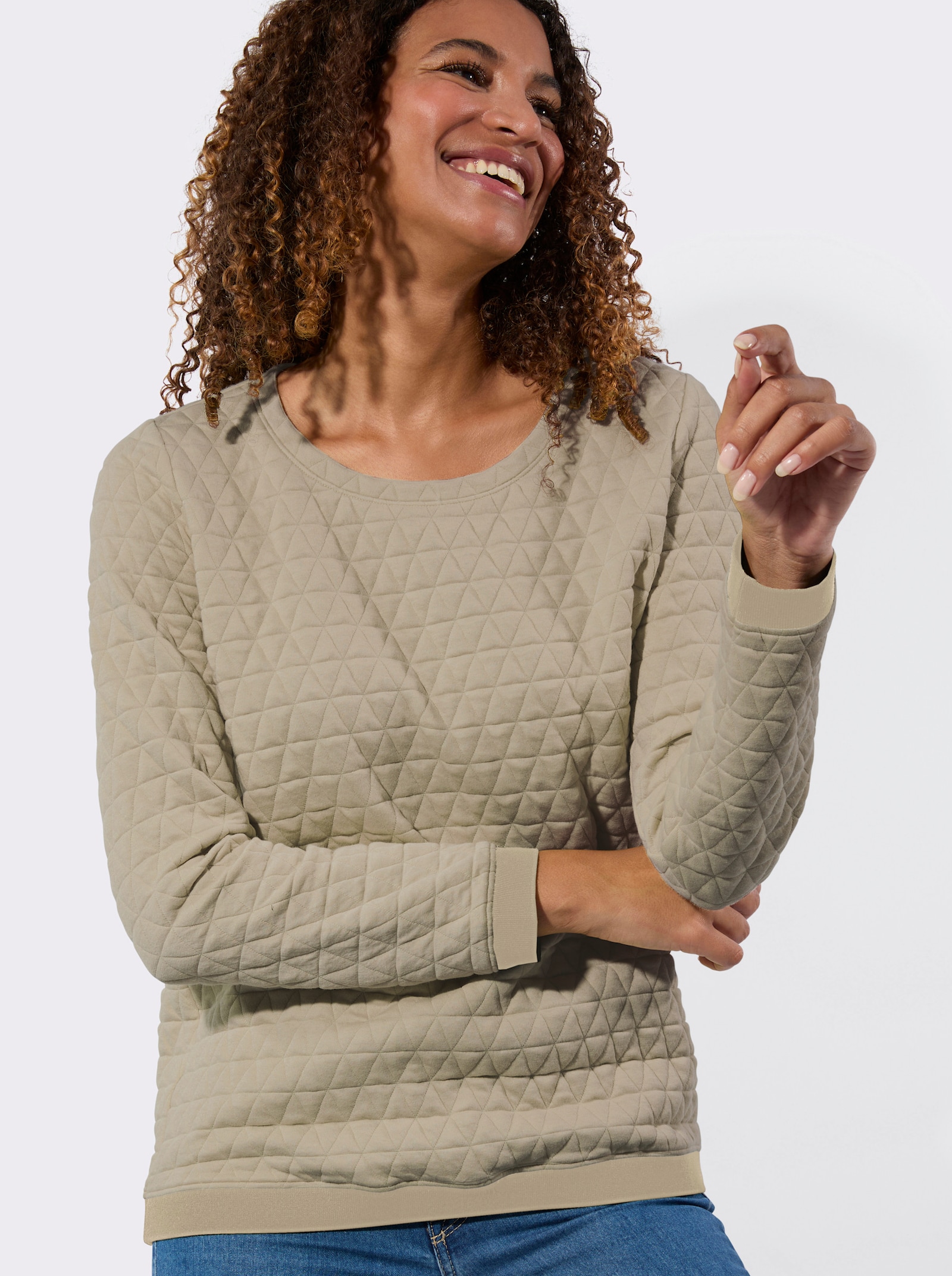  Rundhalsshirt im Jacquard-Muster - schlamm