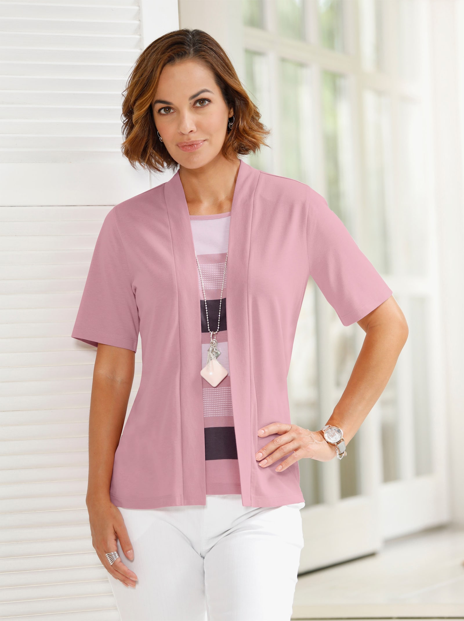 2-in-1-shirt in extra zachte materiaalmix - hortensia