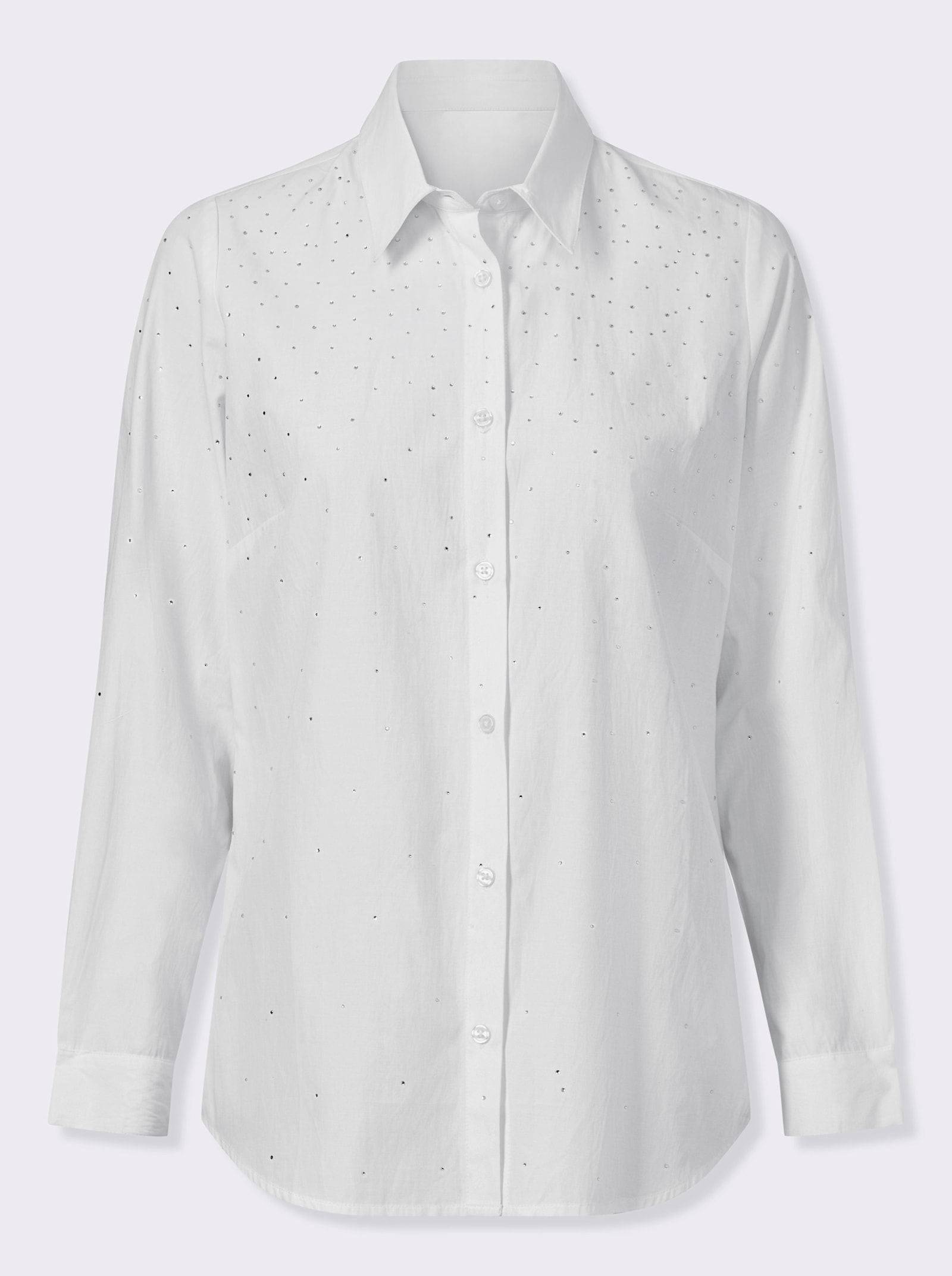 heine Hemdbluse mit Glitzersteinchen - weiß
