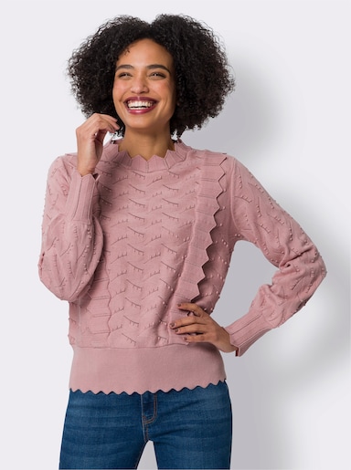 heine Feinstrickpullover mit Wellenkante - hortensie