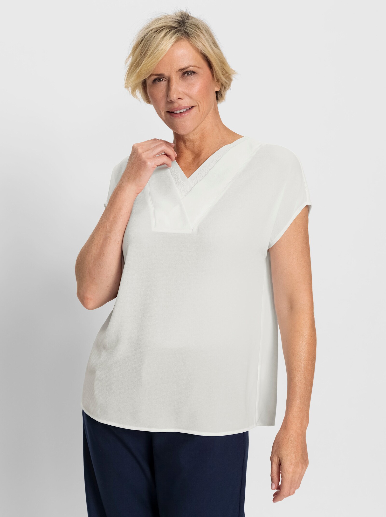 Comfortblouse met lichte structuur - ecru