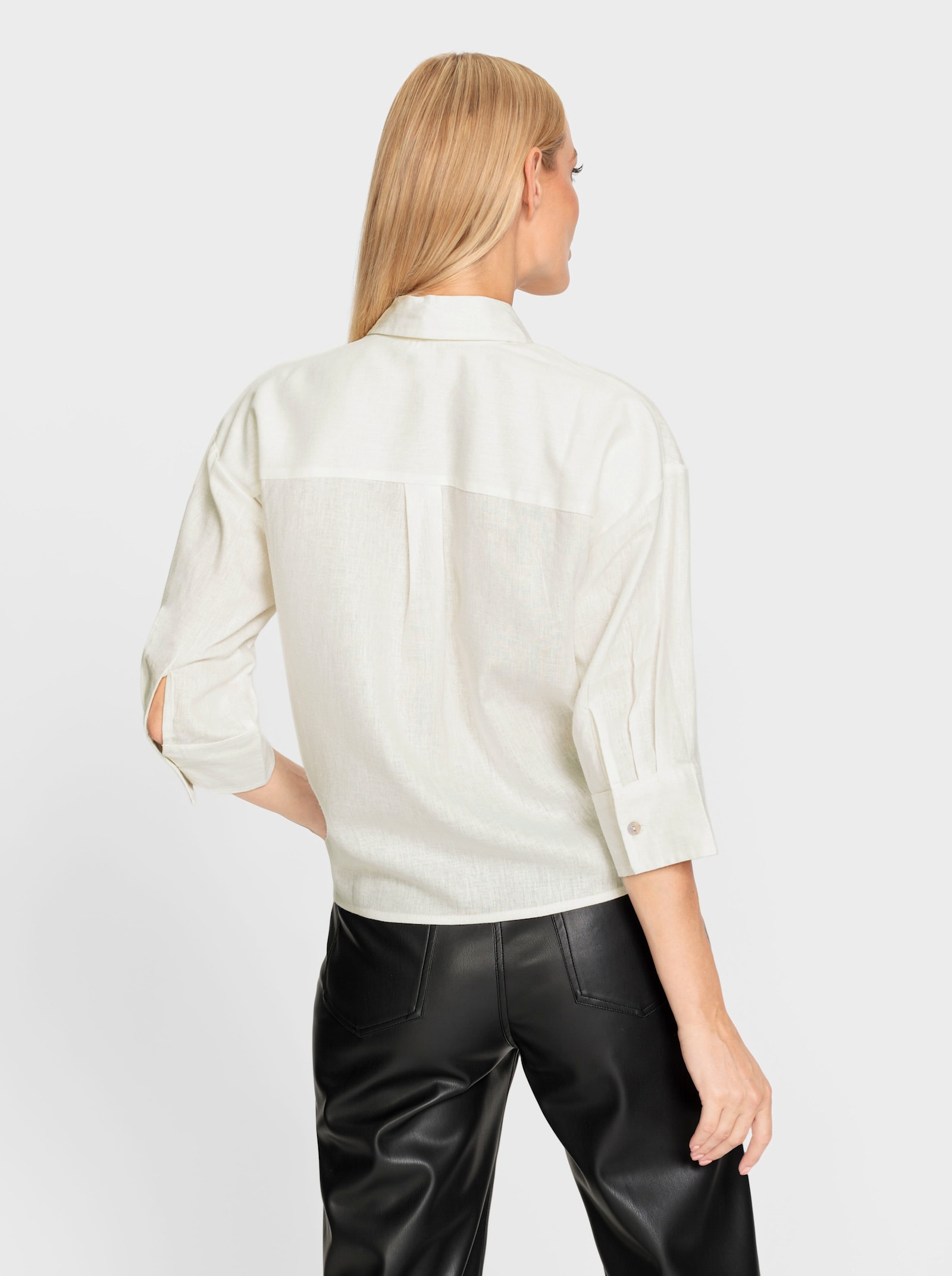 heine Overhemdblouse met linnen - ecru