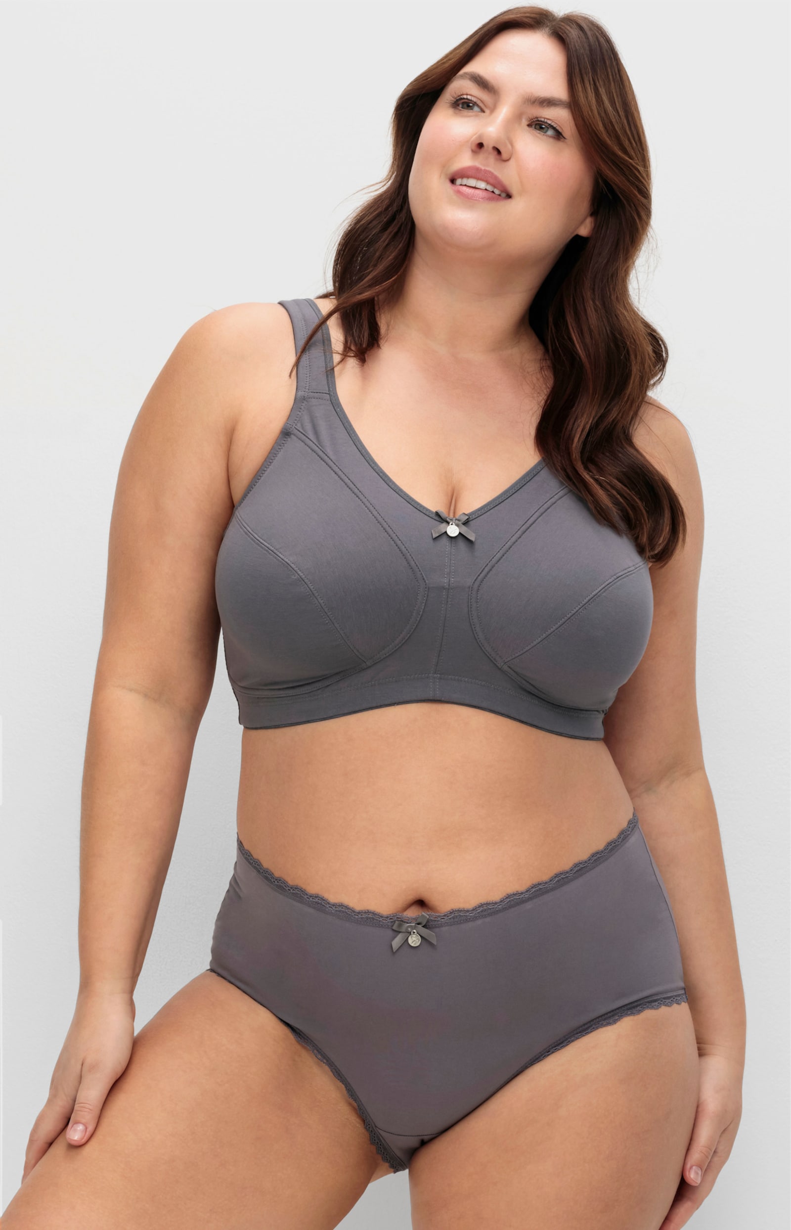 sheego Entlastungs-BH ohne Bügel im Doppelpack - graphit + orchidee