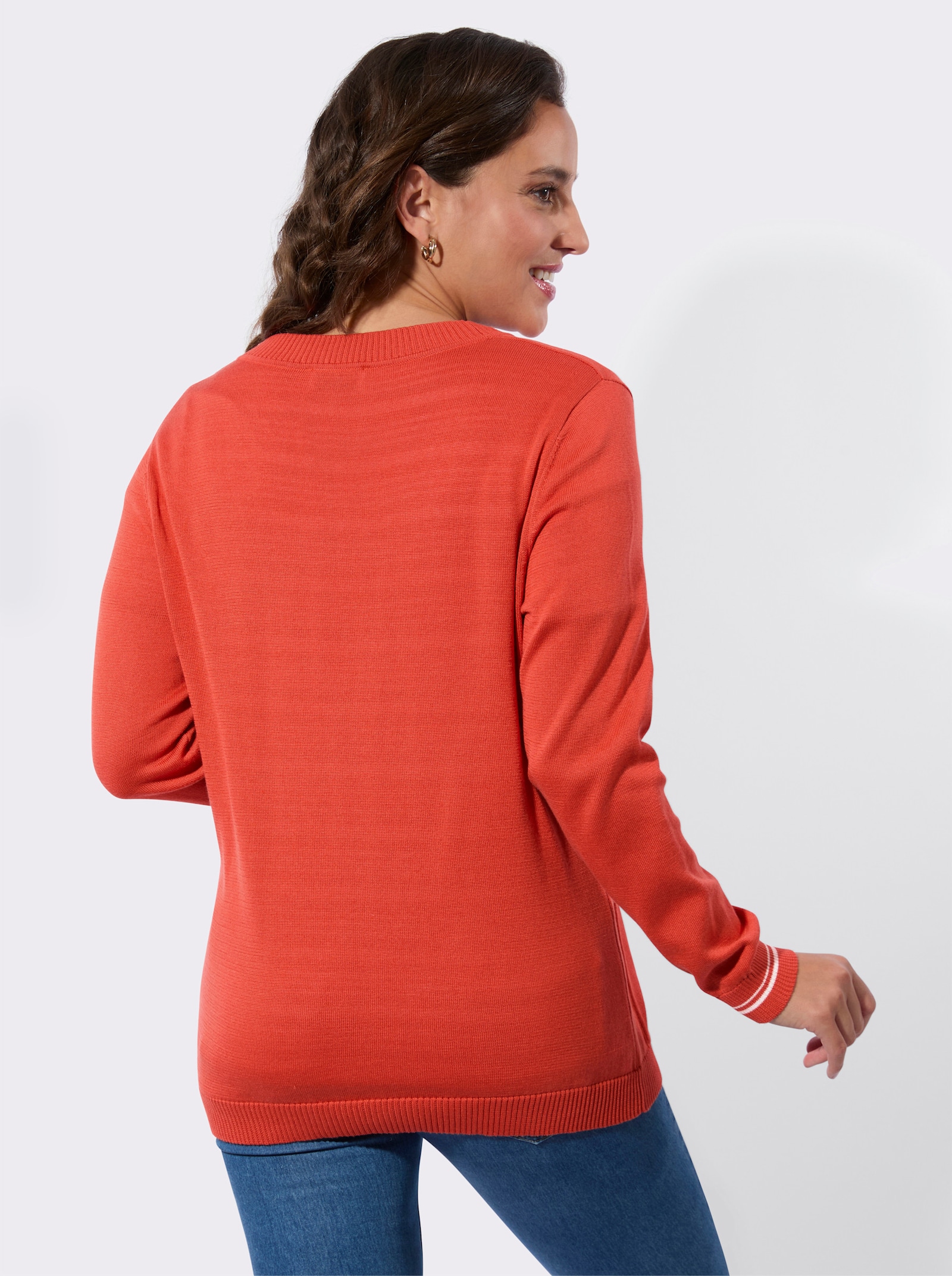 Twin-Set mit Schmuckknöpfen - terra-ecru-geringelt