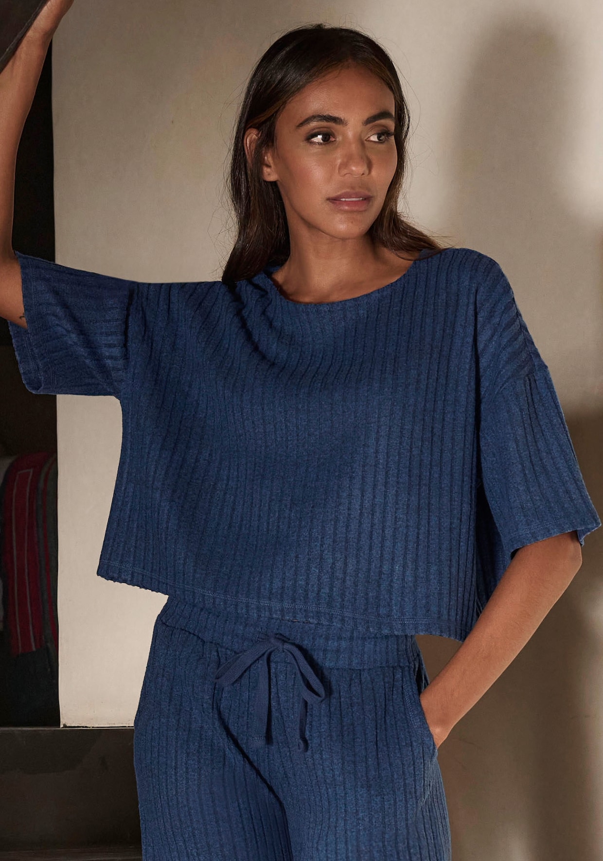 LASCANA 3/4-Arm-Shirt - blau-melange