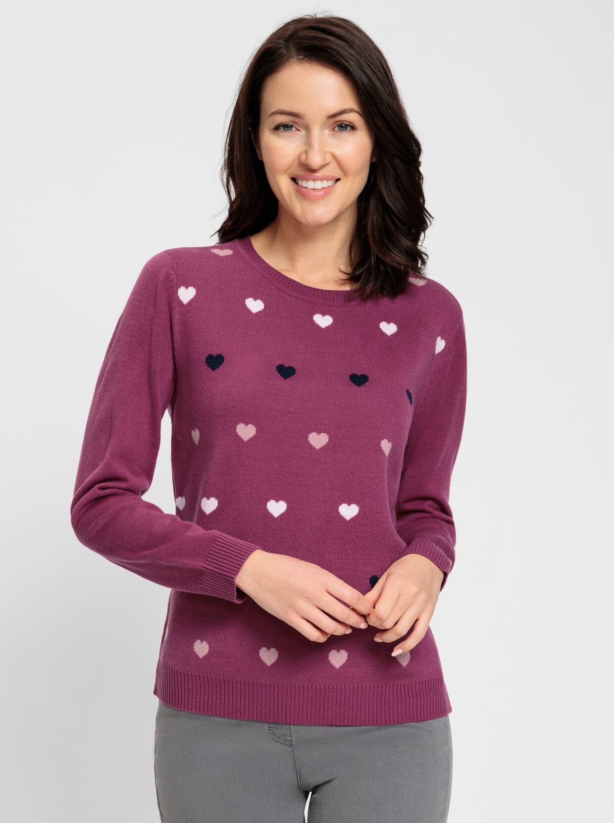 Pullover met ronde hals - heide