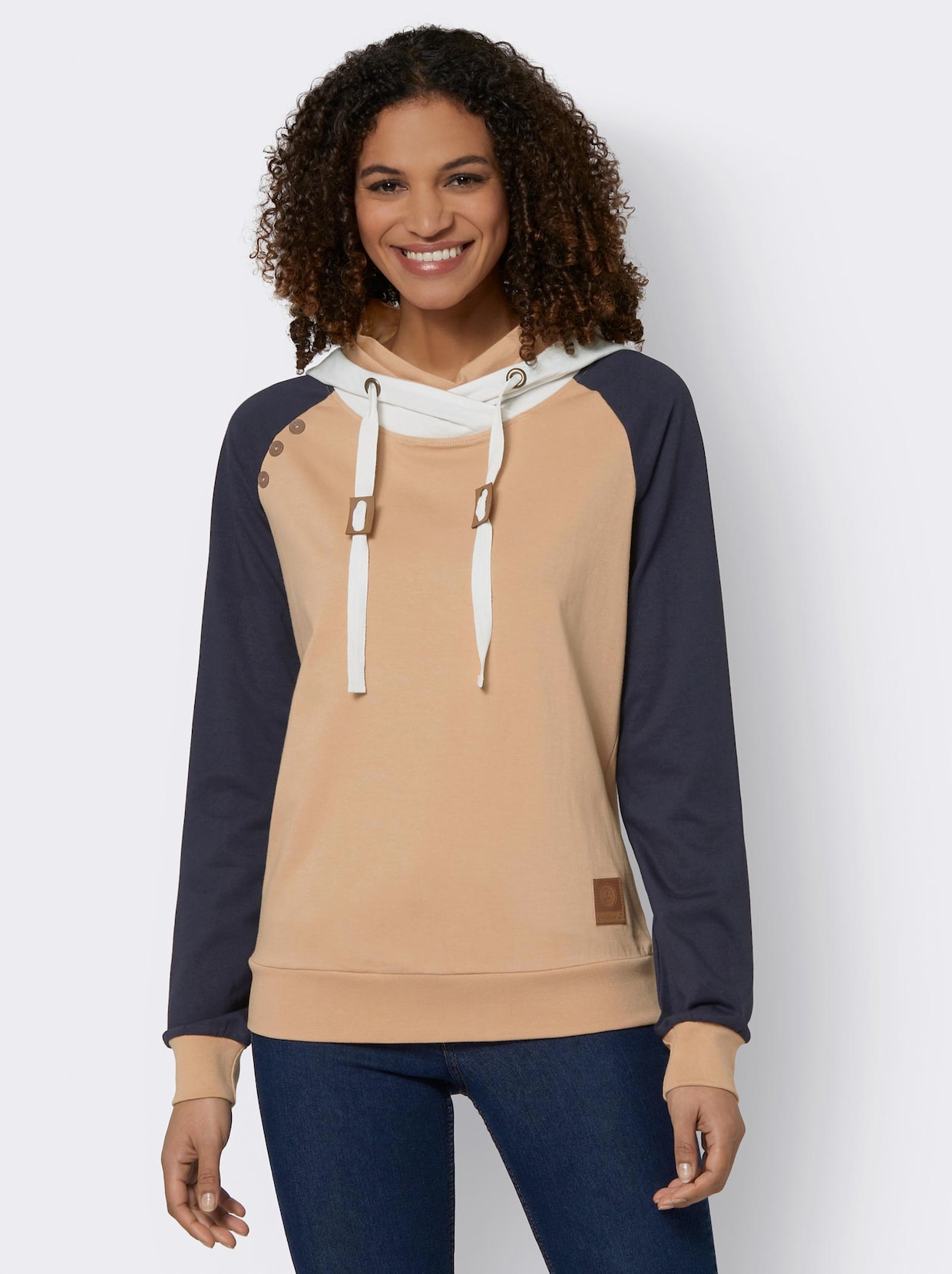 Sweatshirt - camel/marine