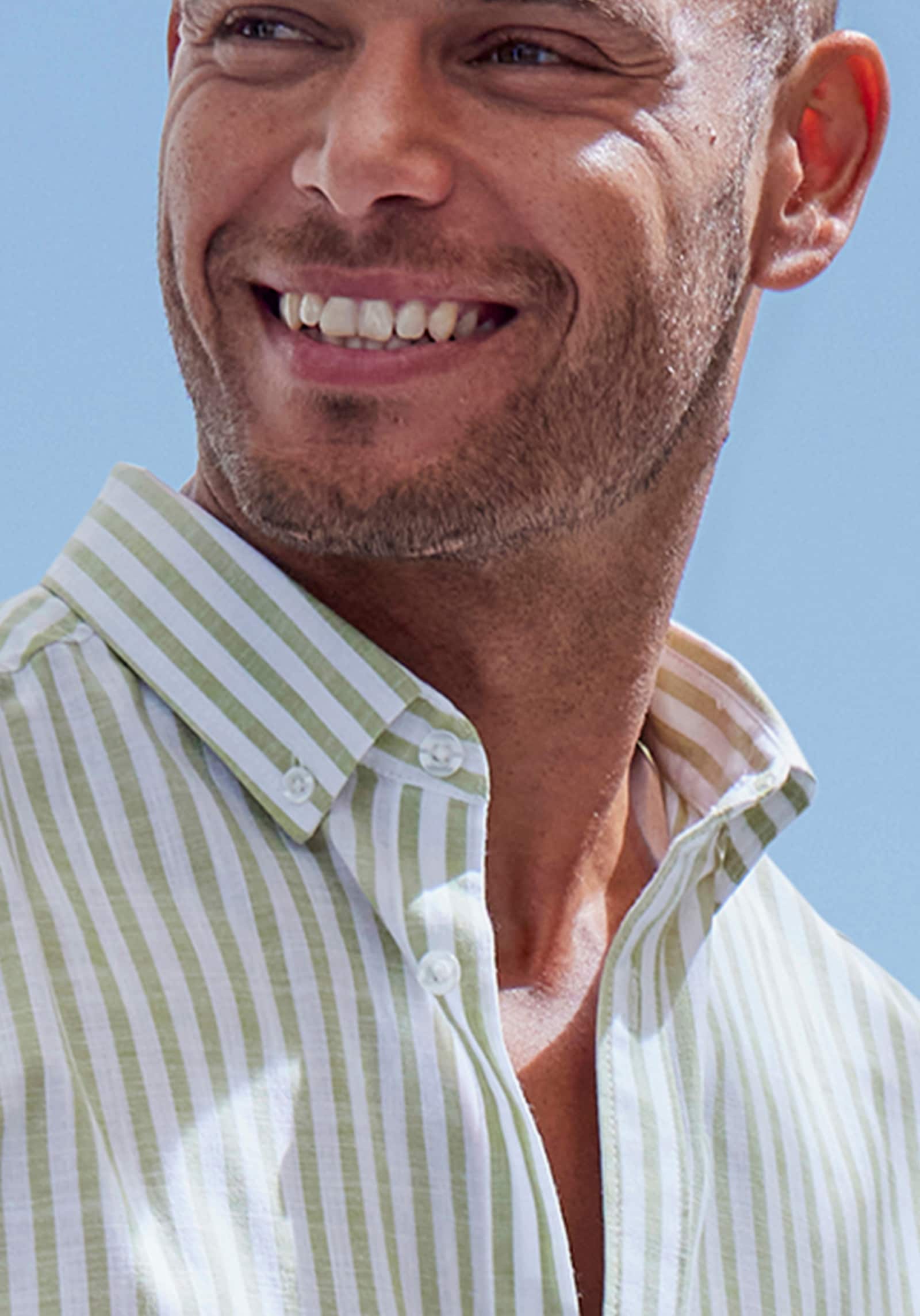 John Devin Kurzarmhemd - hellgrün-gestreift