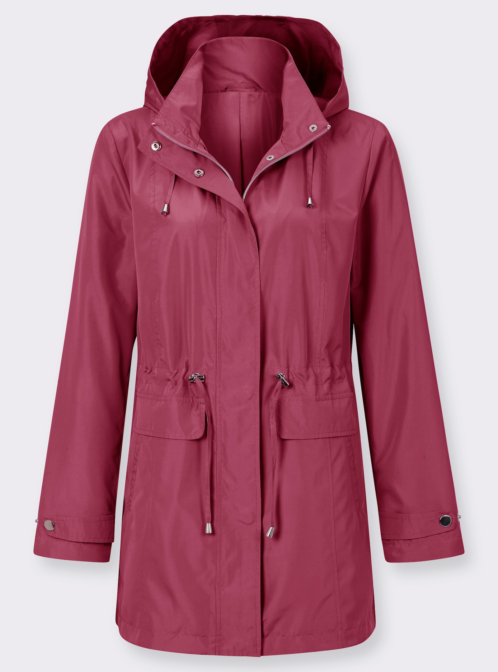 Jacke mit regulierbarer Kapuze und Taille - himbeere