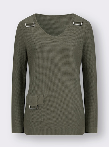 Langarm-Pullover - khaki