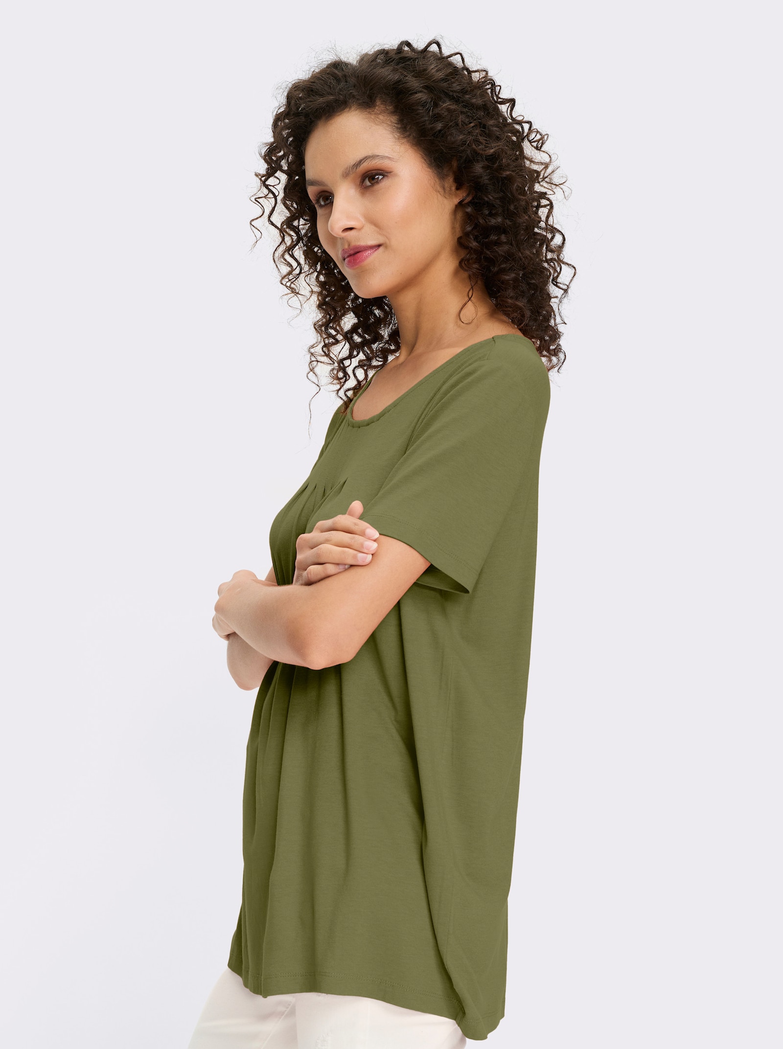 heine T-Shirt in A-Form - oliv