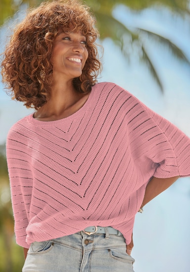 LASCANA Ajourpullover - mauve