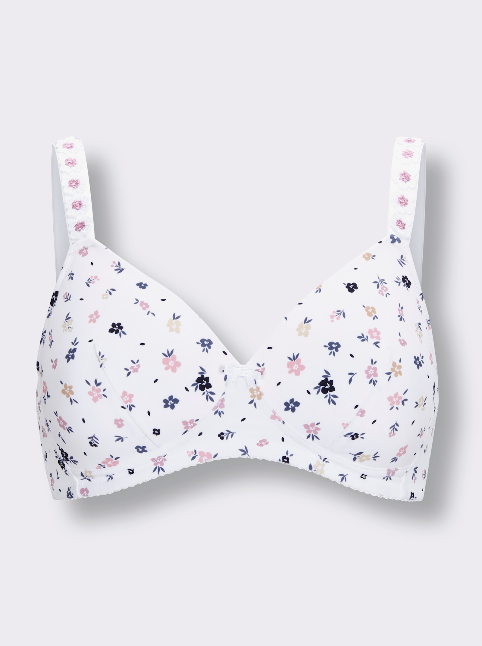 wäschepur Schalen-BH ohne Bügel mit Tüllstickerei-Spitze - weiß-mauve