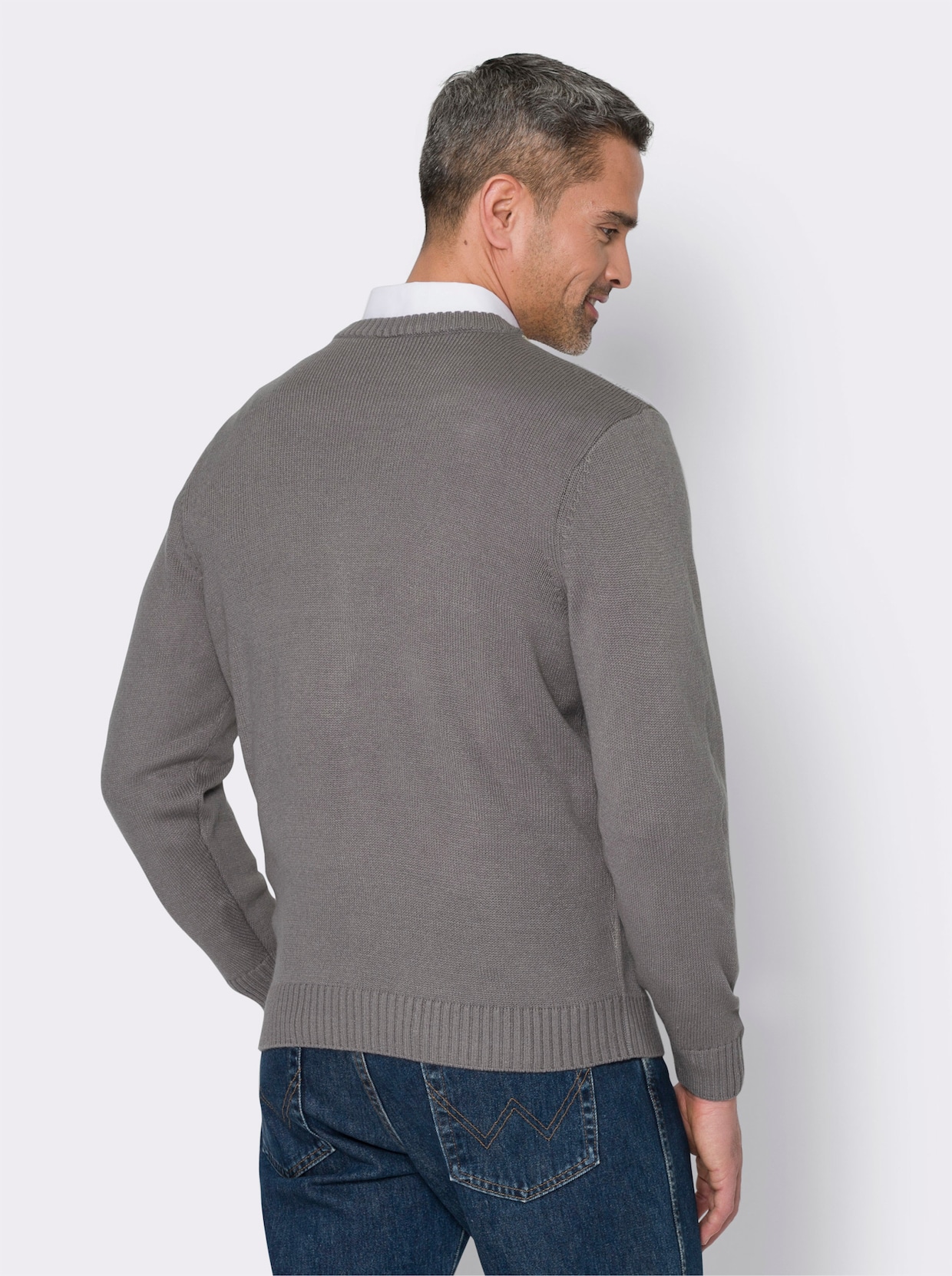 Pullover - grijs gedessineerd