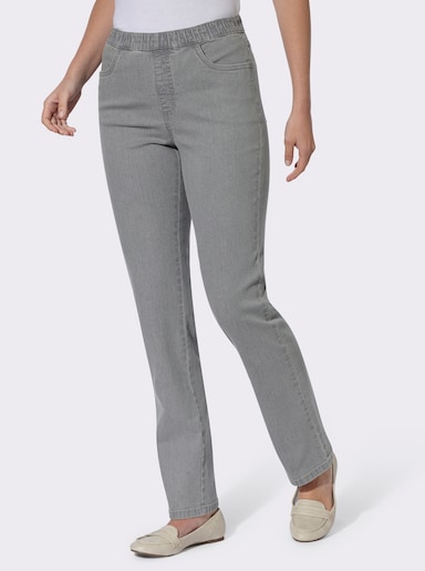 Jeans met geborduurde achterzakken - light grey-denim