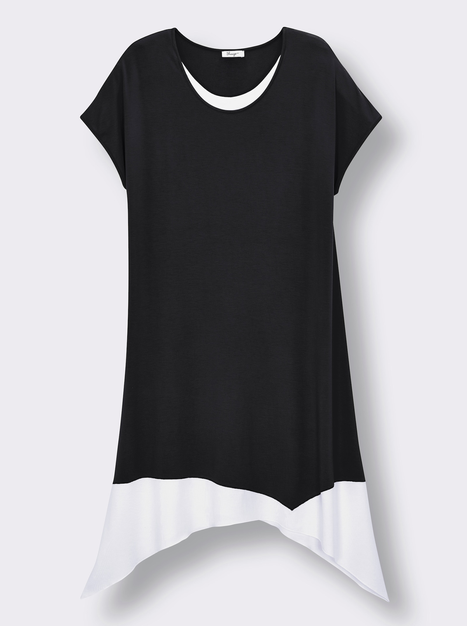 sheego A-Linien-Kleid in 2-in-1-Optik - schwarz-weiß