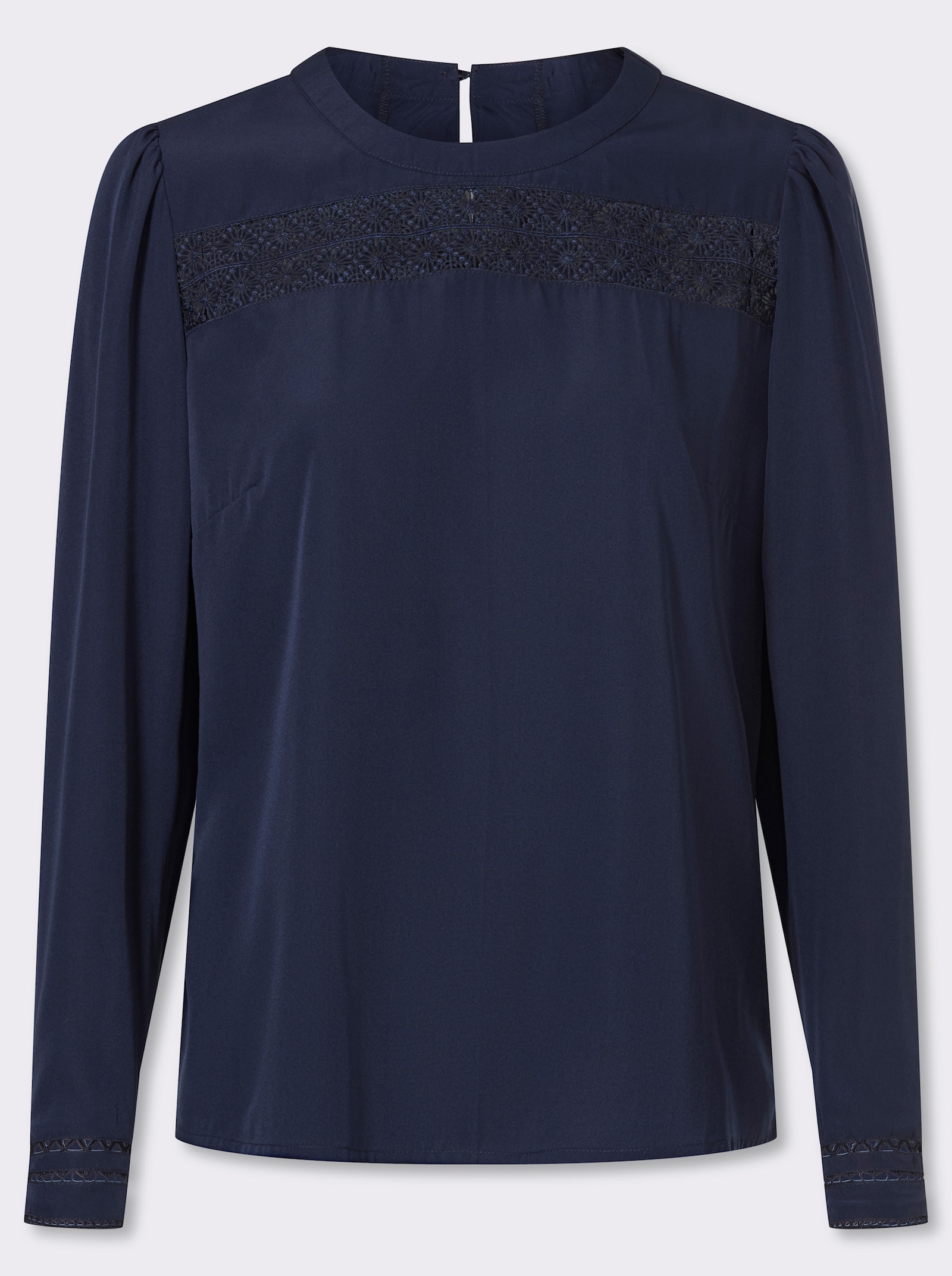 Tunika mit Blüten-Spitze - marine
