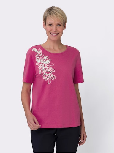 Shirt - fuchsia-weiss