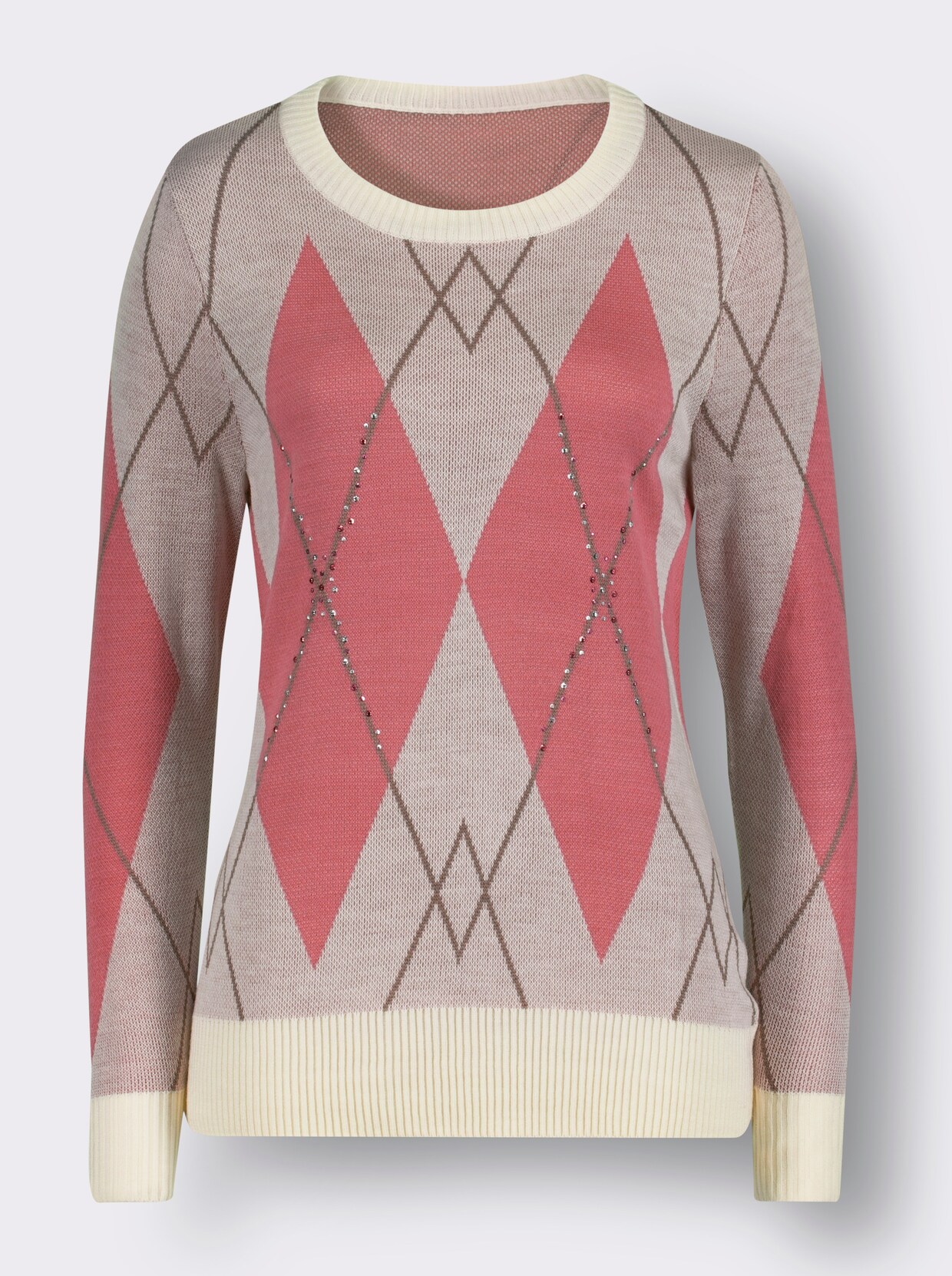 Jacquardtrui - champagne/flamingo gedessineerd