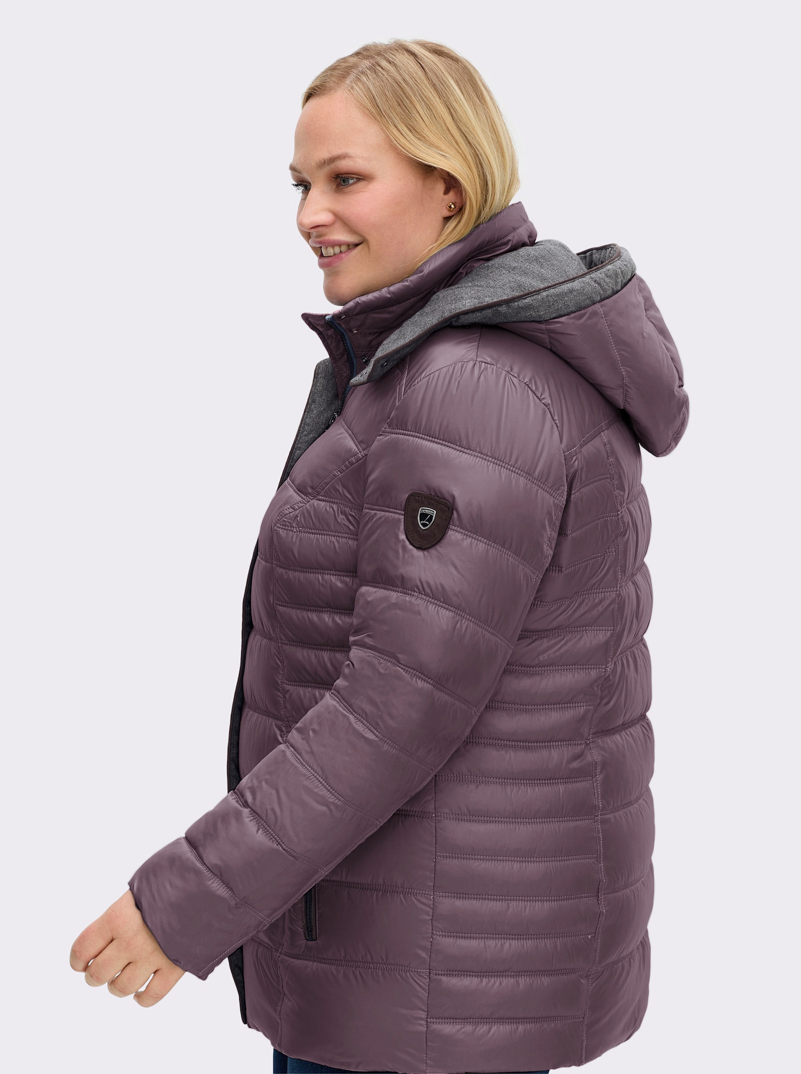 Steppjacke mit abnehmbarer Kapuze - mauve