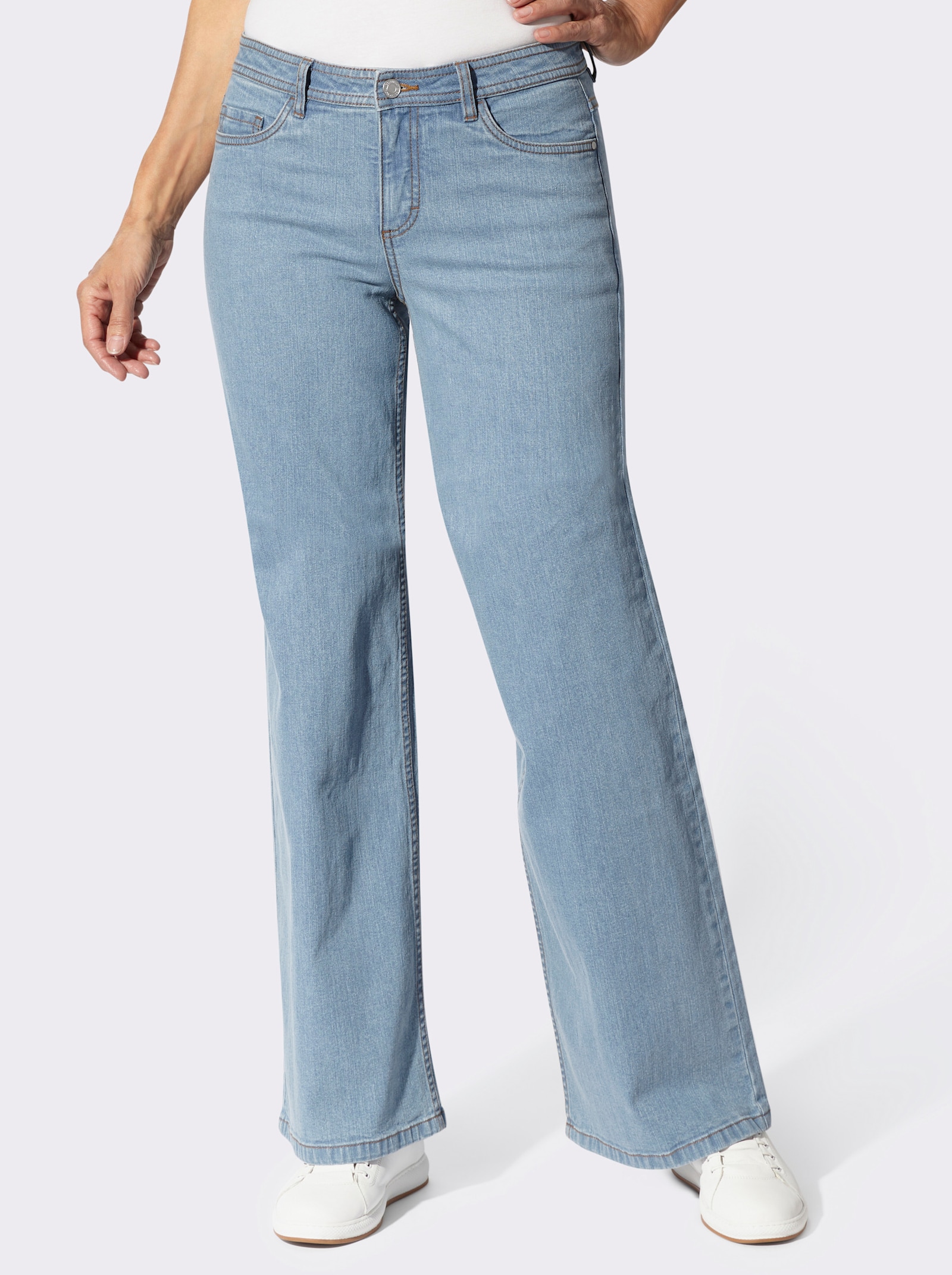 5-Pocket-Jeans mit Kontrastnähten - blue-bleached