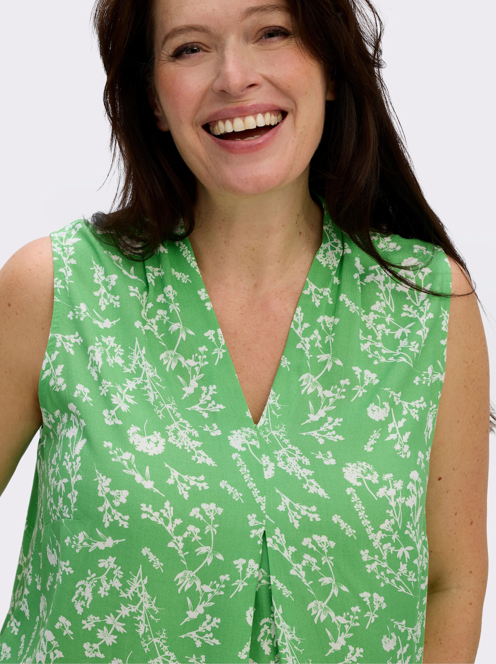 Blusentop aus reiner Viskose - apfel-ecru