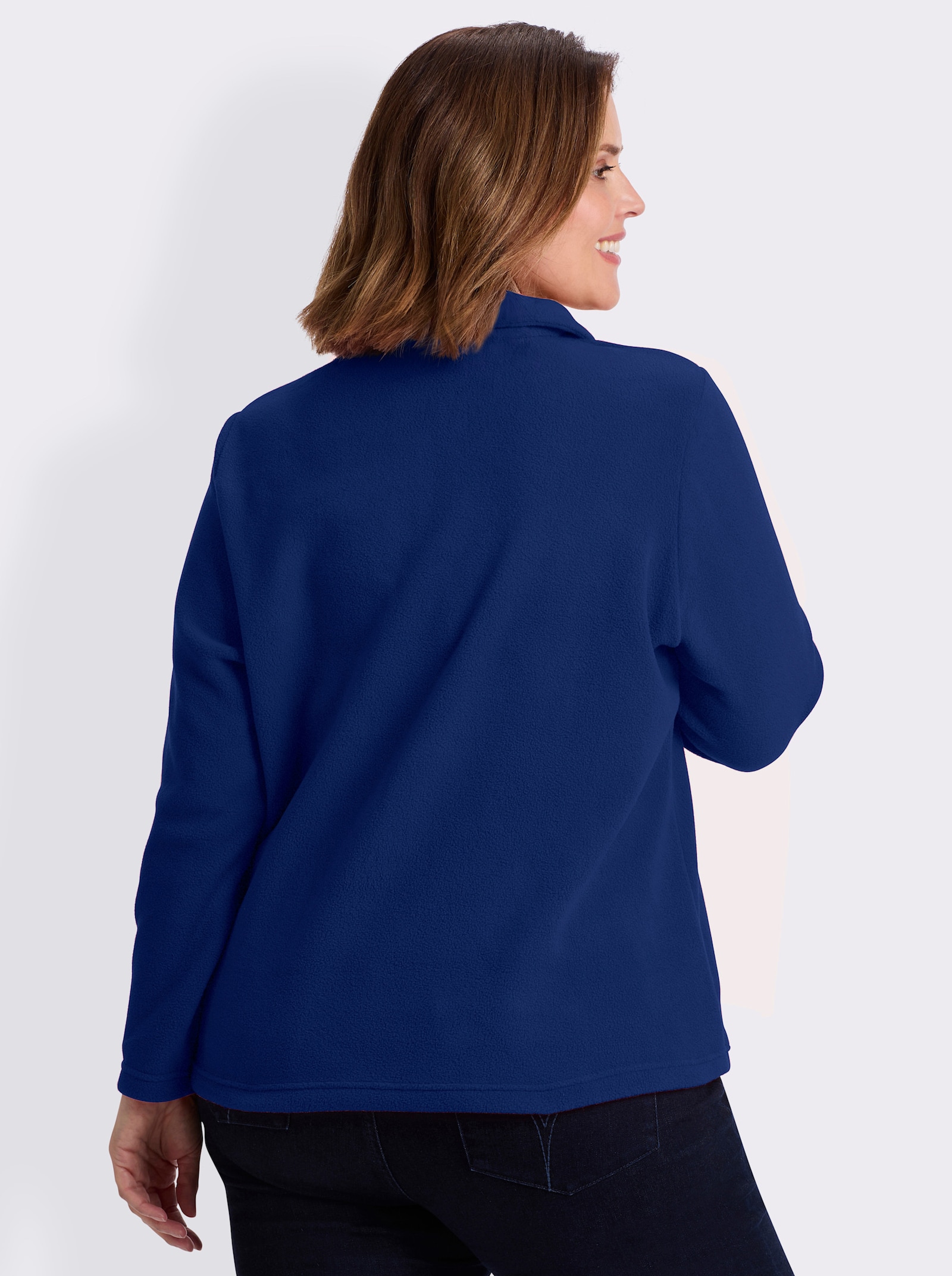 Fleeceshirt mit Troyerkragen - royalblau