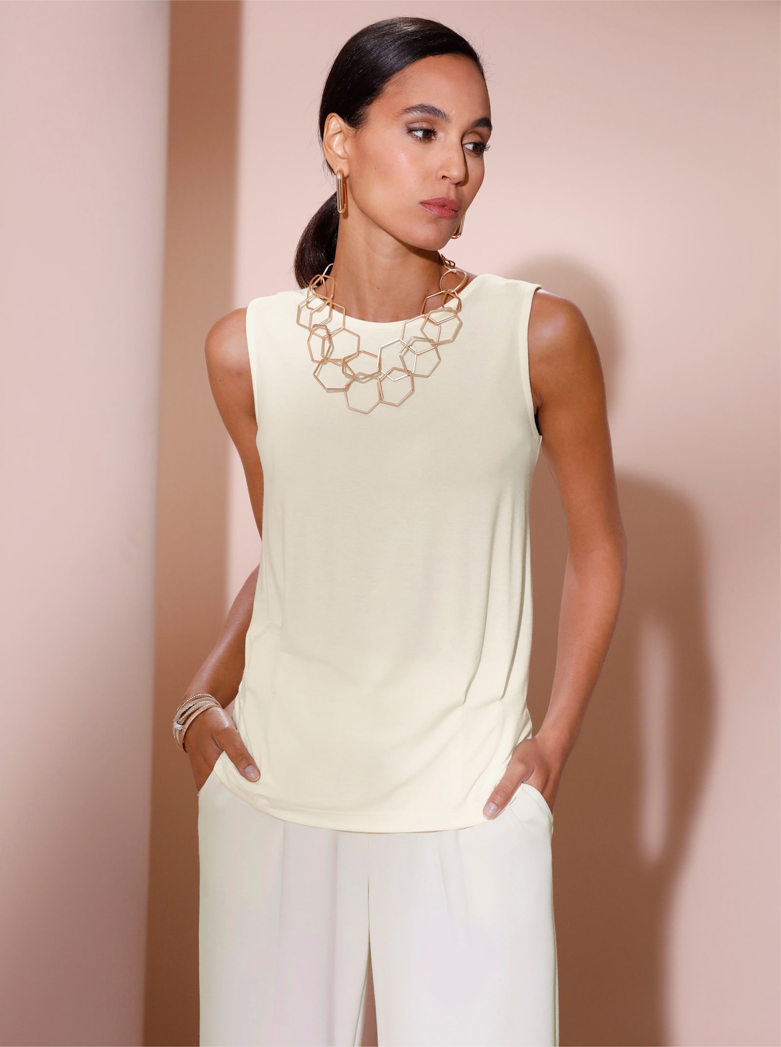 Shirt mit tiefem Rücken-Ausschnitt - champagner