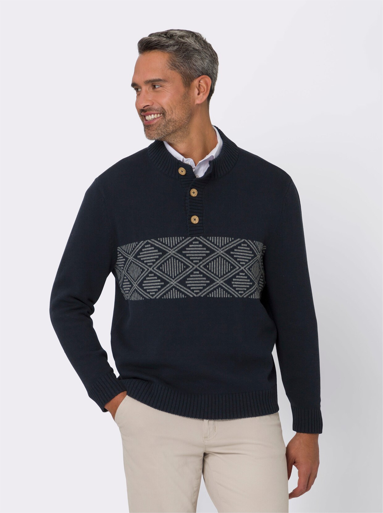 Pullover met opstaande kraag - marine