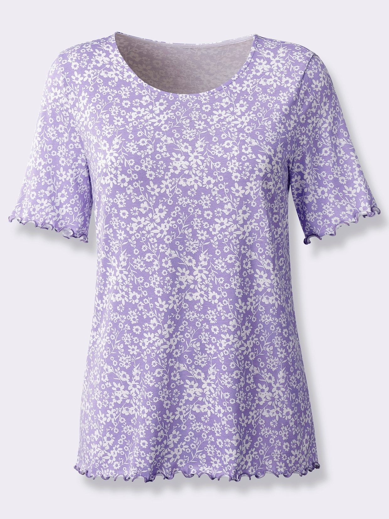 Shirt met korte mouwen - lavendel/ecru bedrukt