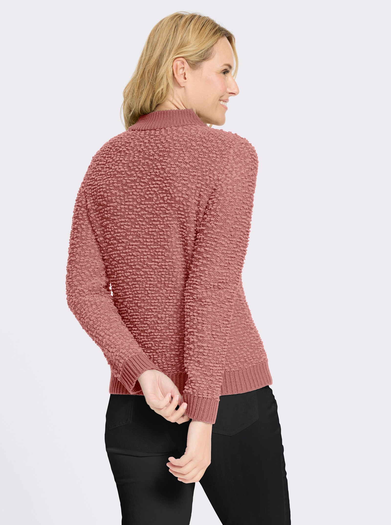 Stehkragenpullover aus Effektgarn - rosenholz