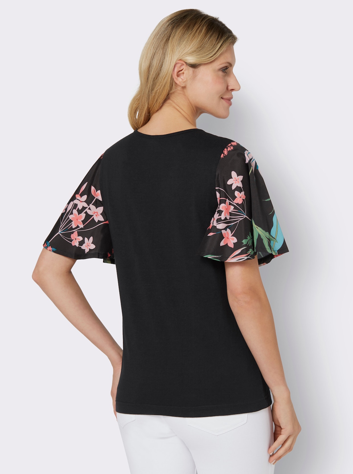 Shirt met V-hals - zwart