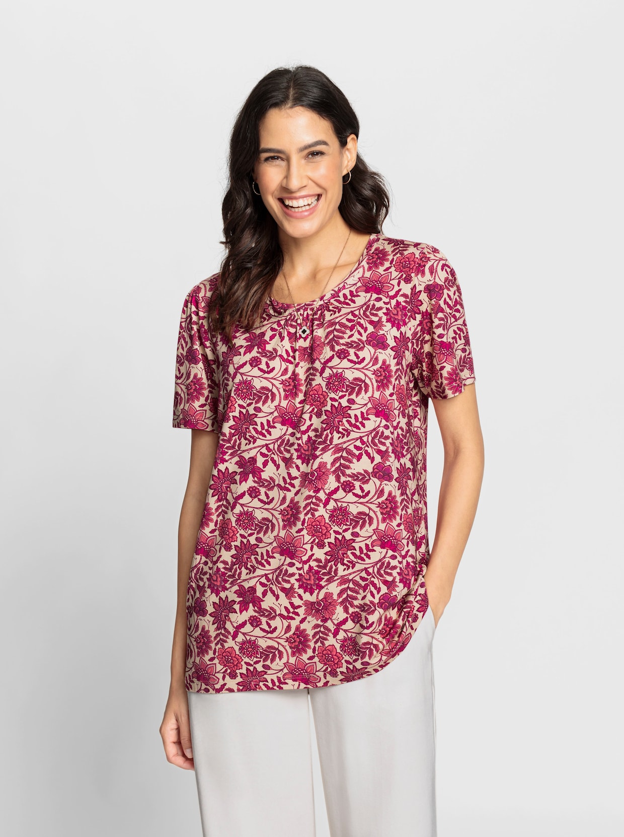 Tunikashirt - flamingo-pink-bedruckt