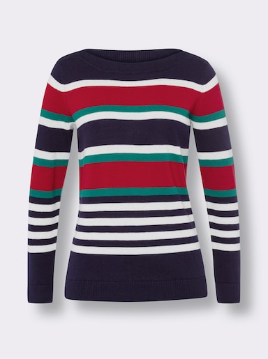 Pullover met lange mouwen - marine/rood gestreept