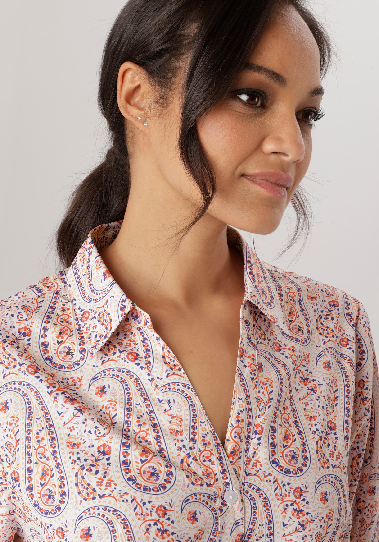 Aniston PLUS Hemdbluse - weiß-blau-rot-rose-orange-lila