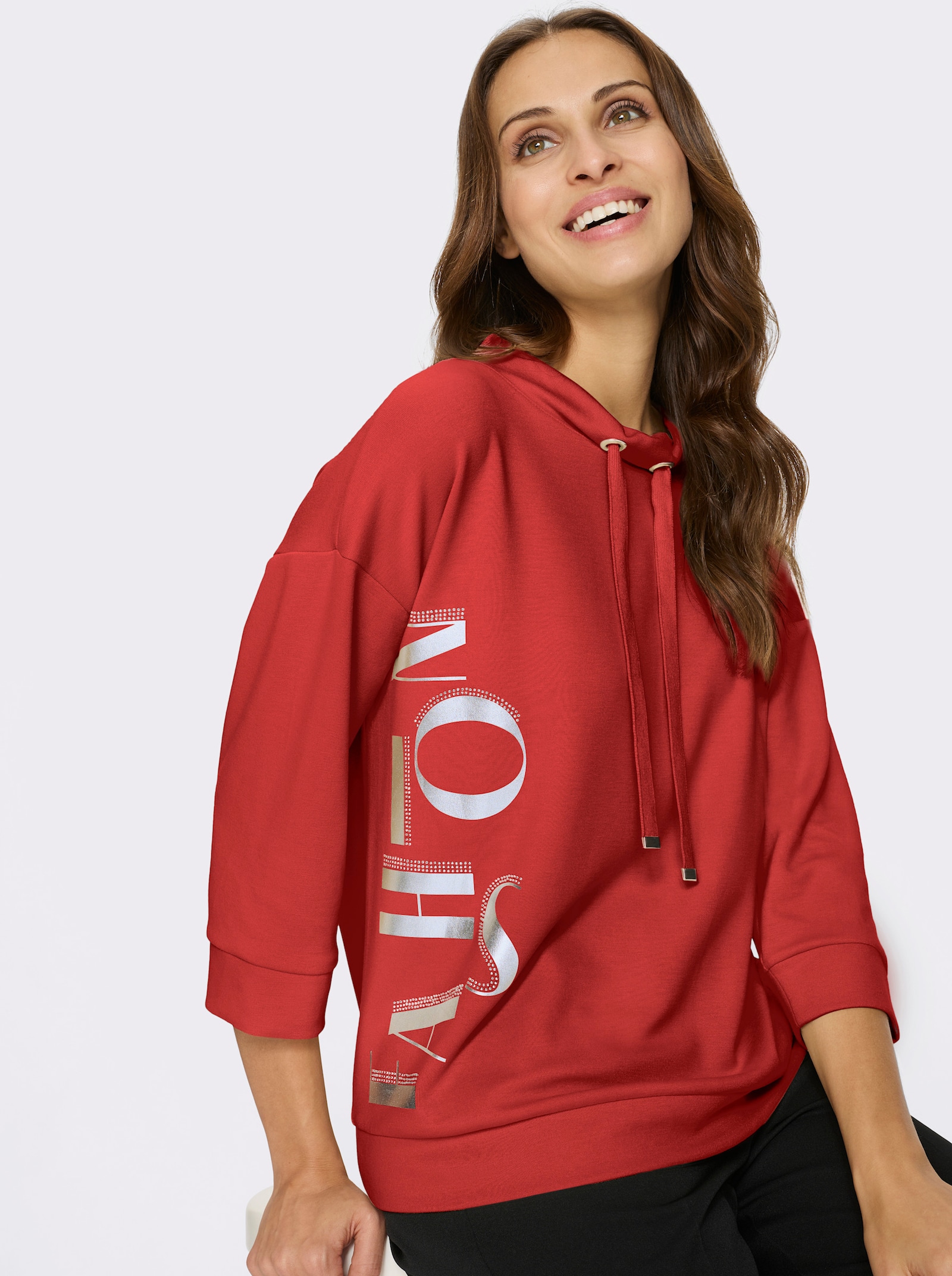 Sweatshirt mit Schriftzug - rot
