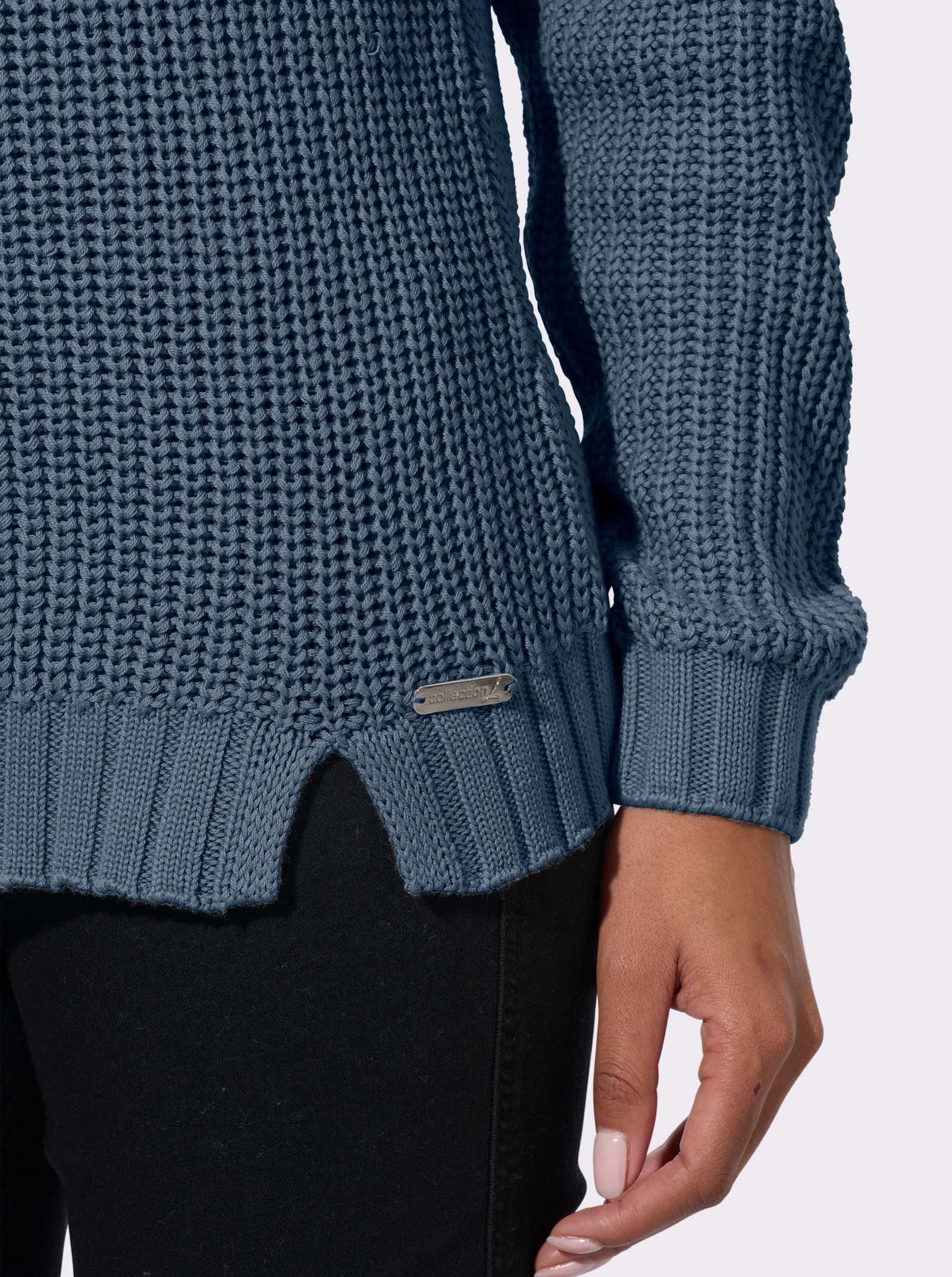 Stehkragenpullover mit Raglan-Ärmel - rauchblau
