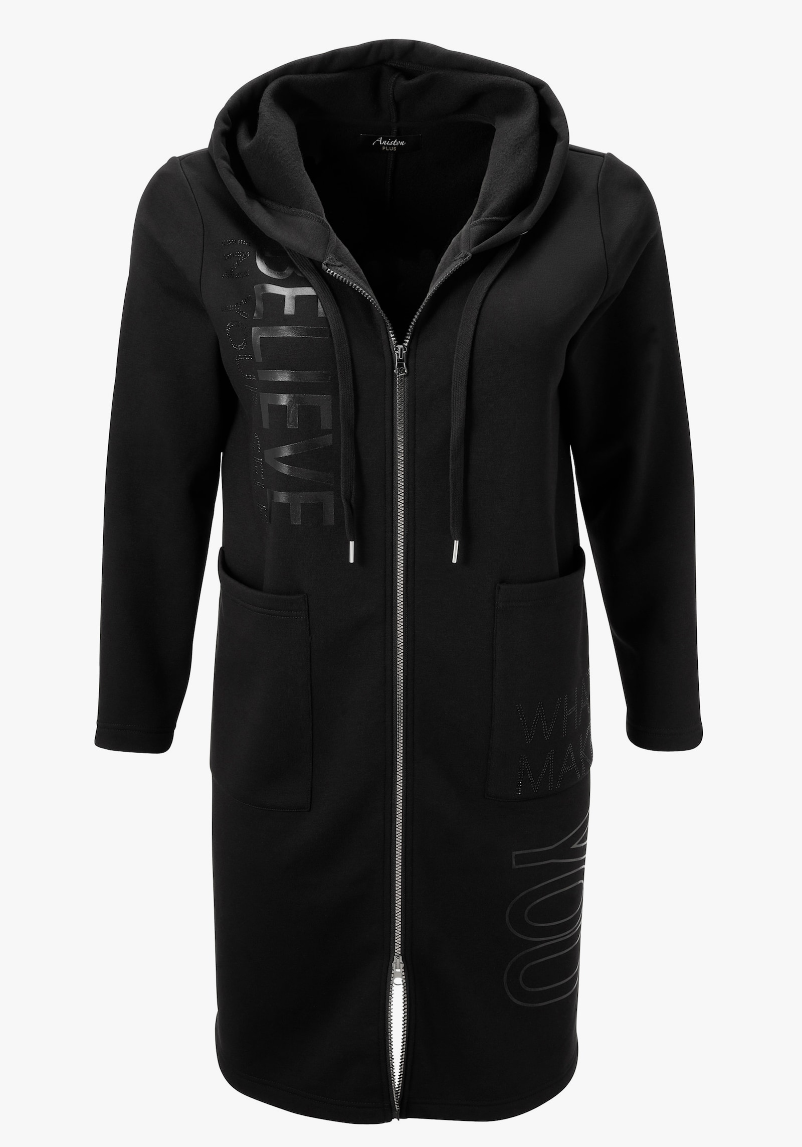 Aniston PLUS Kapuzensweatjacke - schwarz