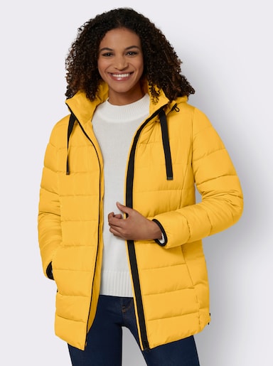Steppjacke mit elastischer Kontrast-Paspelierung - ocker