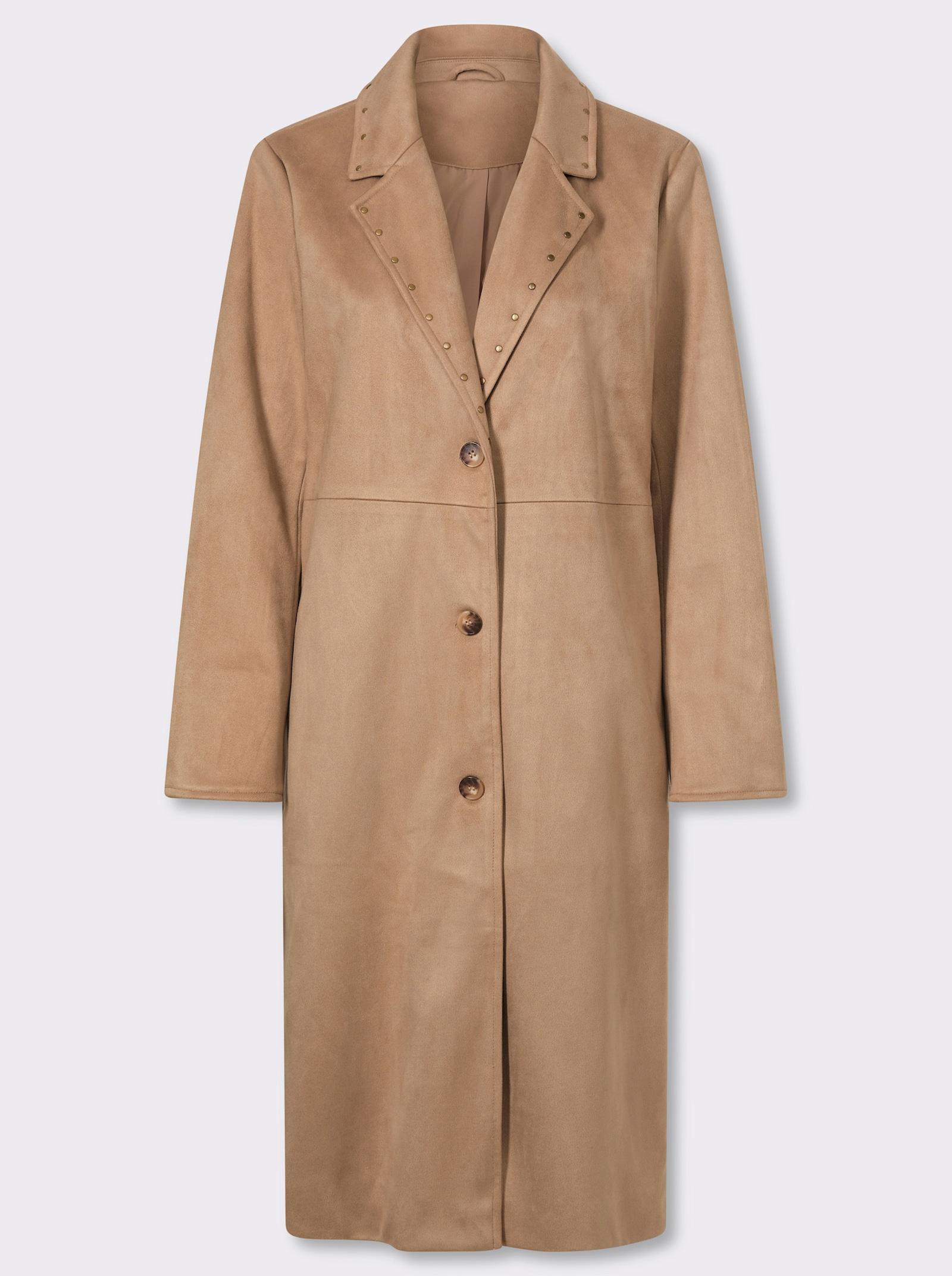 heine Lederimitatmantel mit Nieten-Verzierung - camel