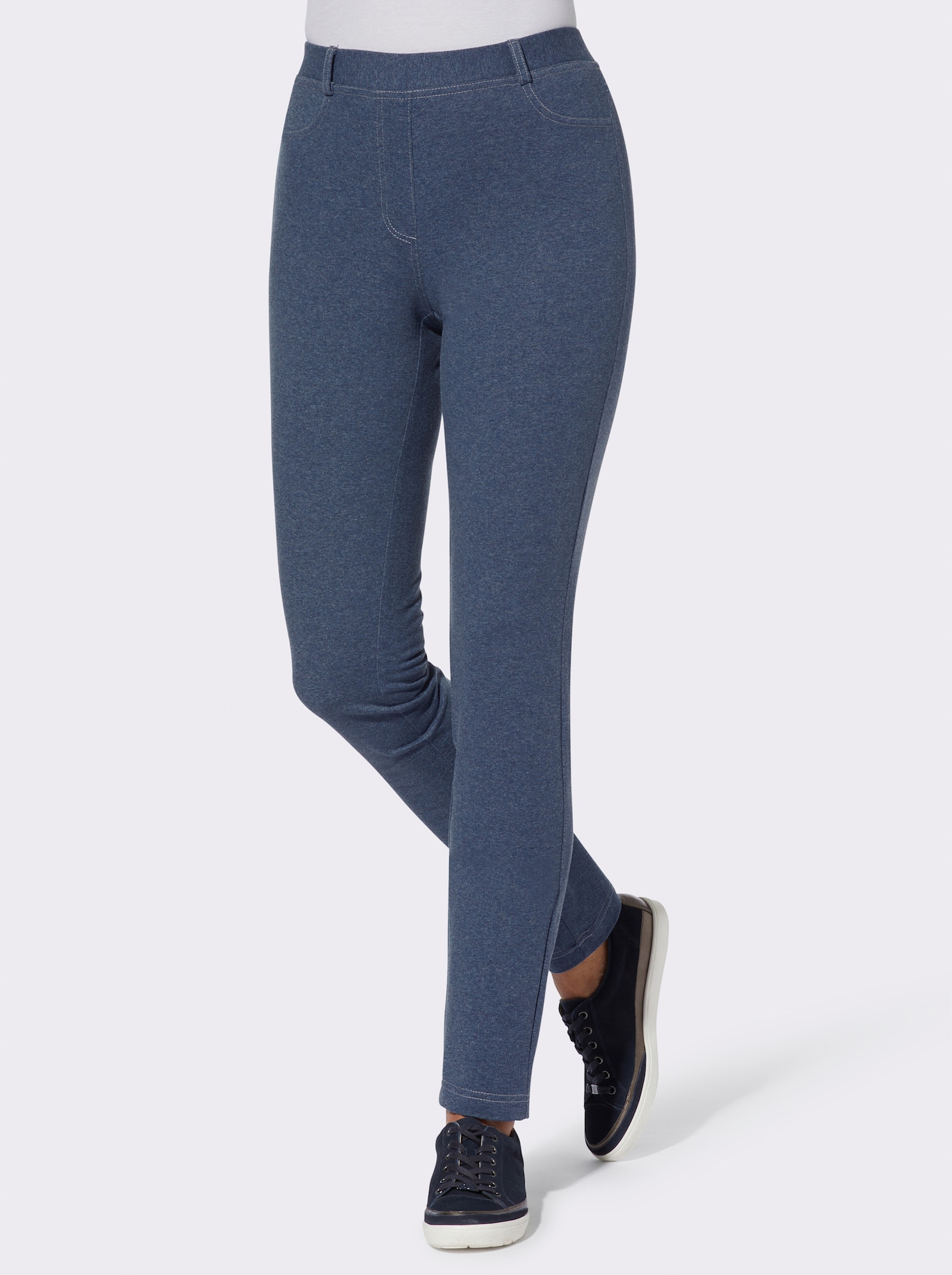 Hose innen wärmend angeraut - rauchblau-meliert