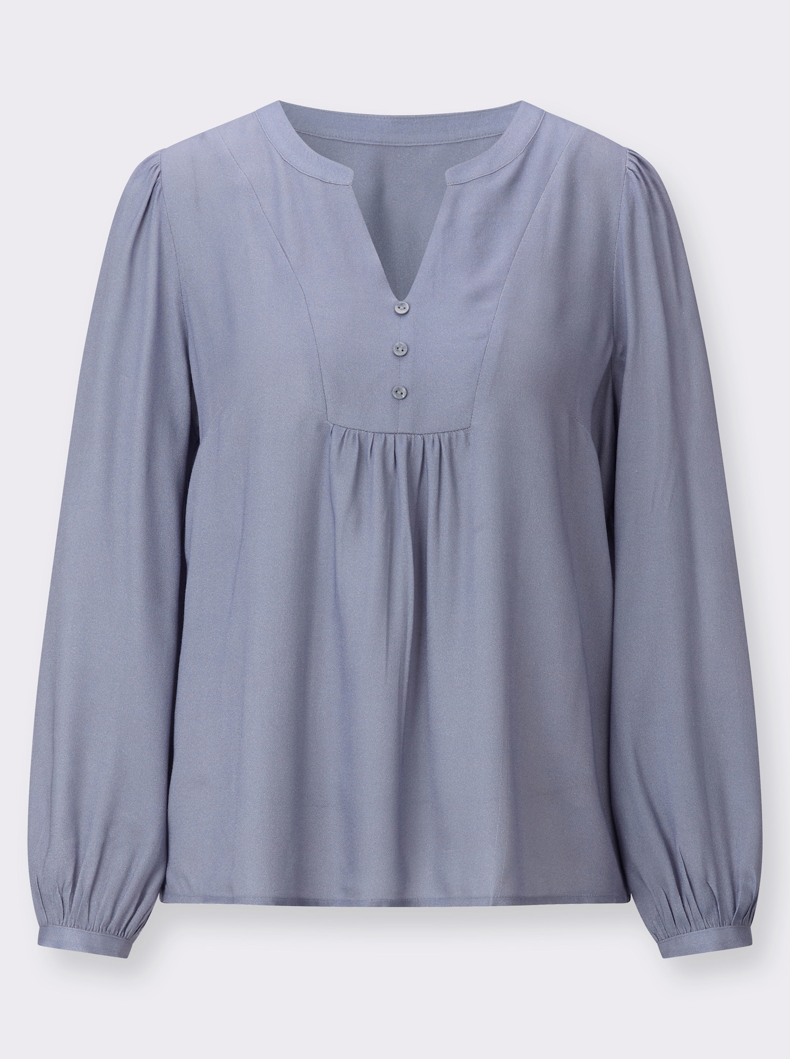 Longbluse in Crêpe-Qualität - taubenblau