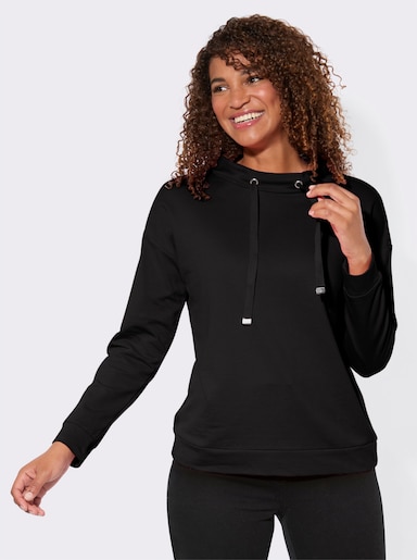 Sweatshirt mit Kordelzug - schwarz