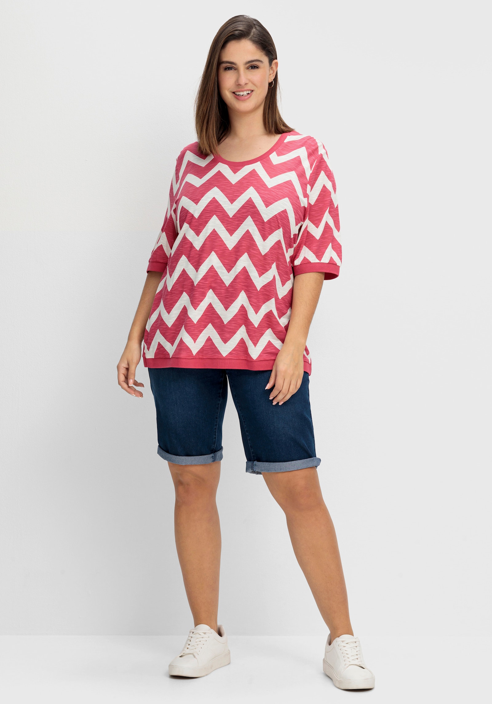 sheego Jeansbermudas in schmaler Form - dark blue denim