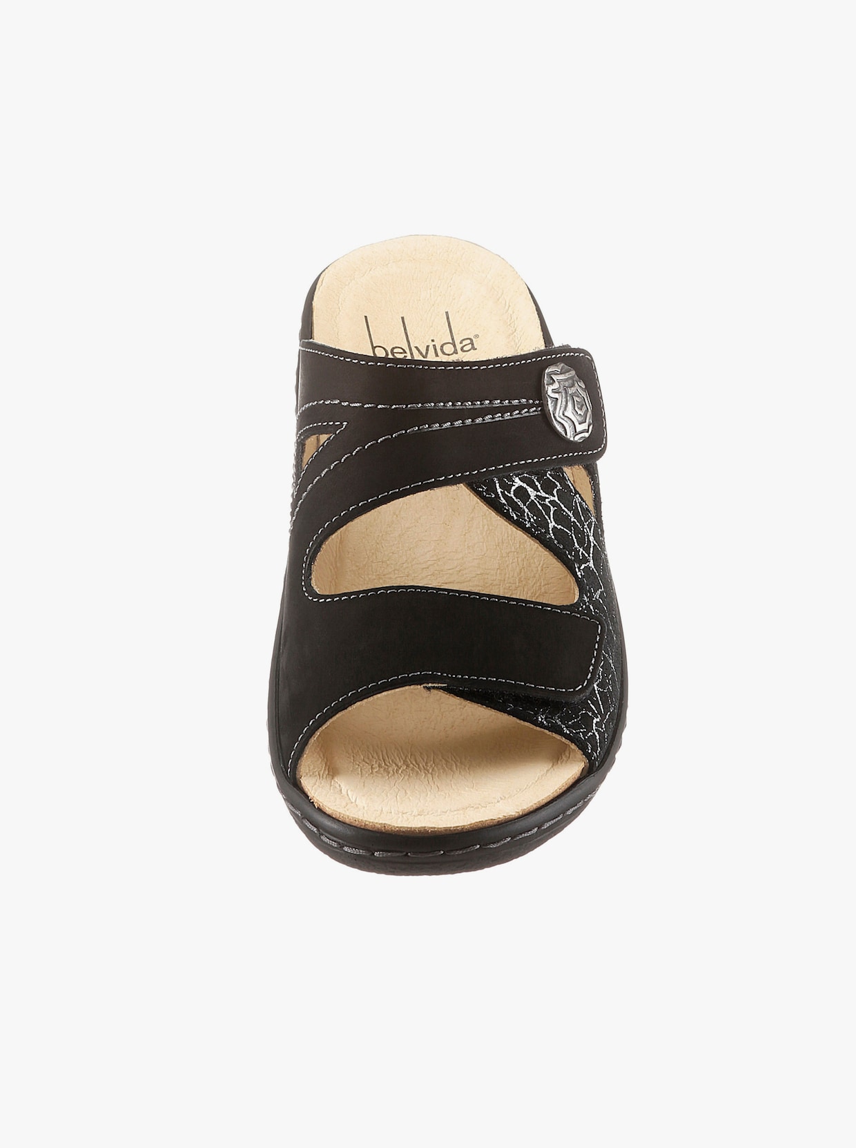 Belvida slippers - zwart geprint