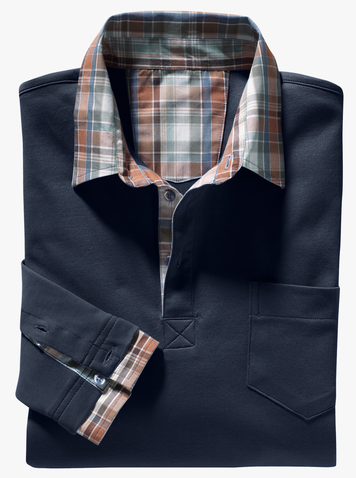 Langarm-Poloshirt - marine
