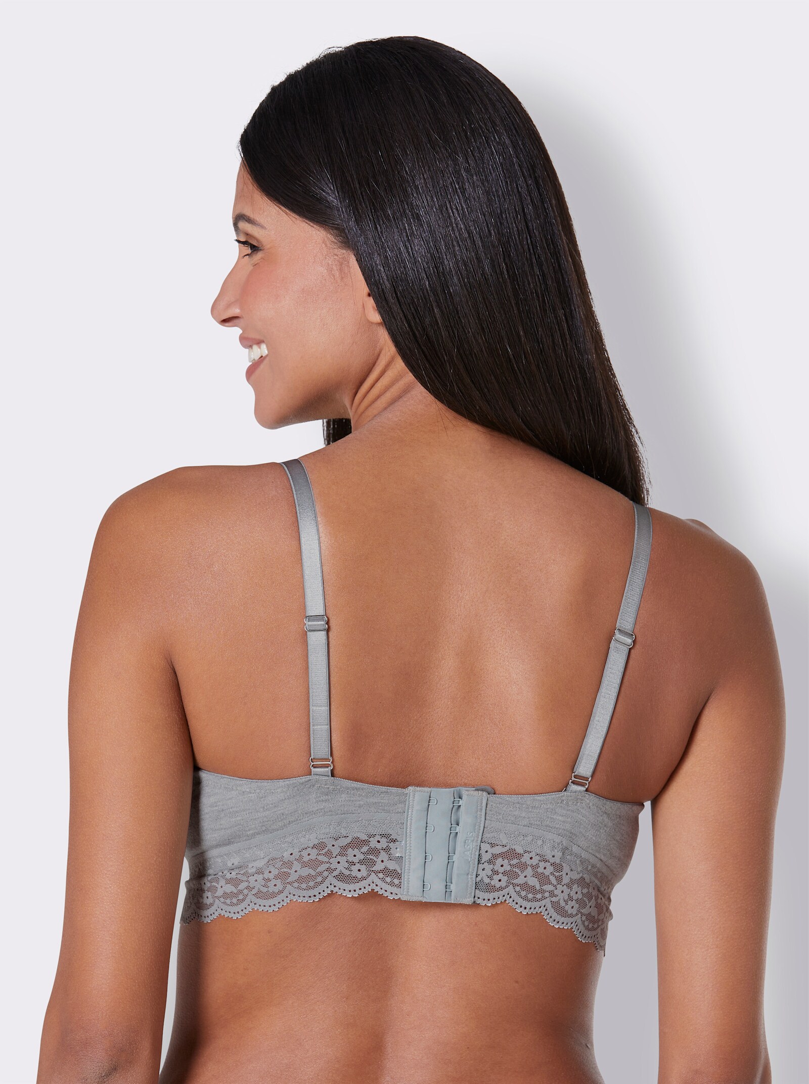 wäschepur Beha met cups zonder beugel - lichtgrijs gemêleerd + wit